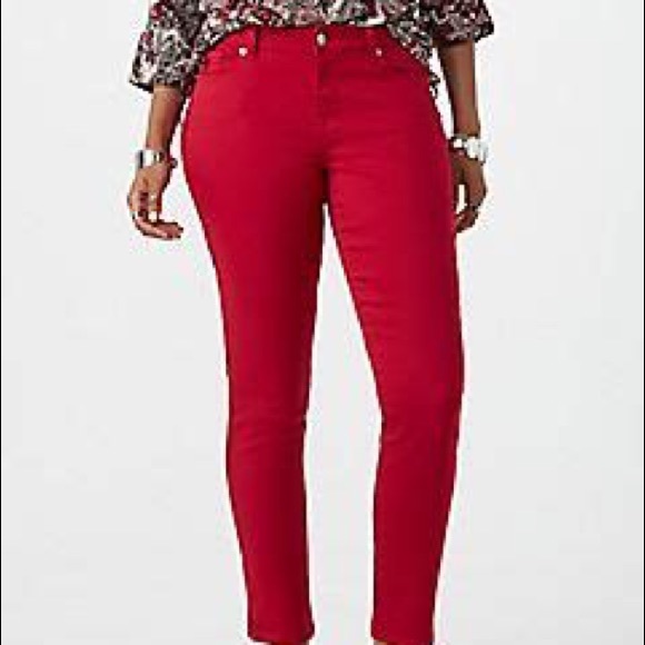 Roz & Ali Denim - HTF Dark Red Skinny Jeans
